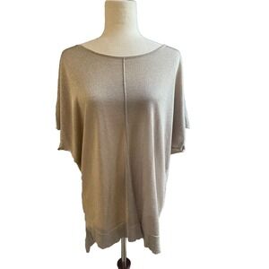 WHBM Gold Sweater Dolman Lightweight Holiday Dressy Shimmer 1 Large